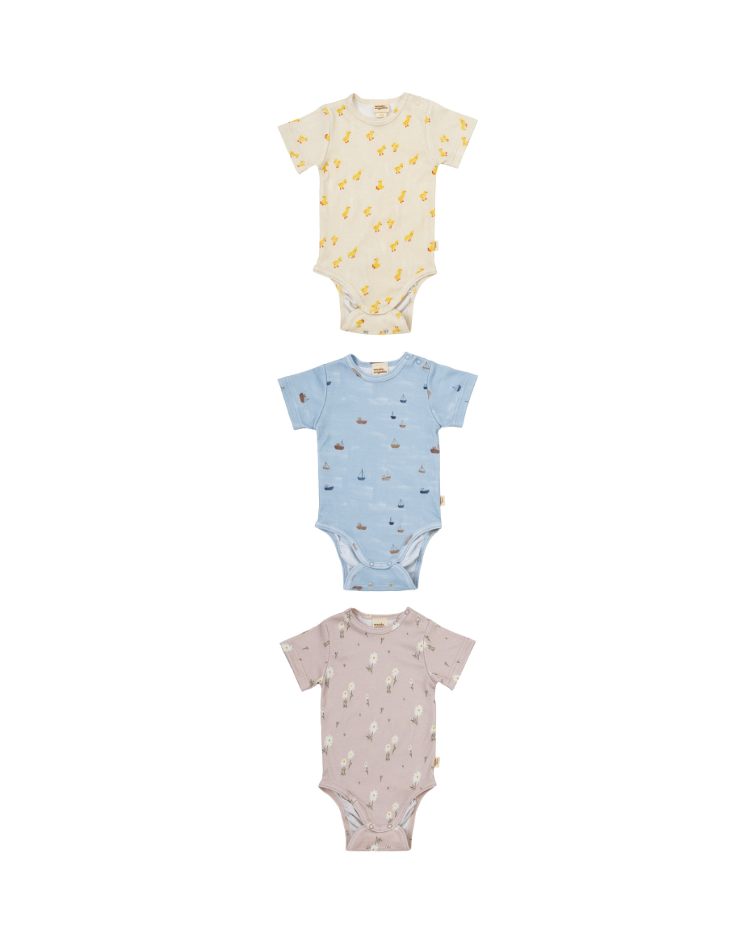 Woolly Organic Baby Bodysuits body SS27 manica corta Follow the Chicks