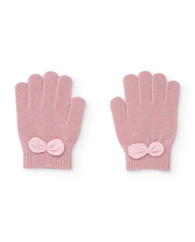 TucTuc Accessori Guanti Bambina Rosa Tricot Fiocco