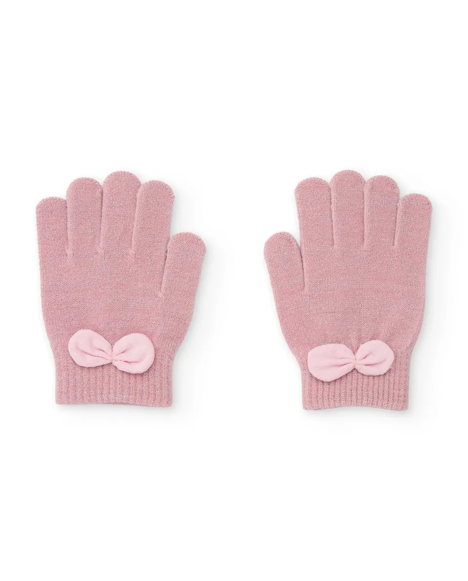 TucTuc Accessori Guanti Bambina Rosa Tricot Fiocco