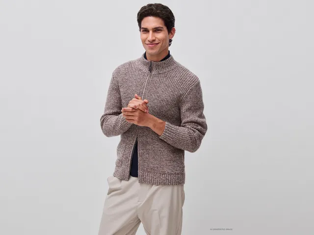 United Colors of Benetton cardigan lana zip S-XXL collo alto
