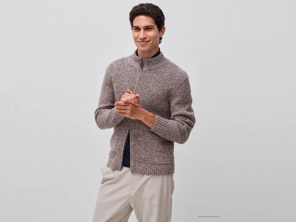 United Colors of Benetton cardigan lana zip S-XXL collo alto