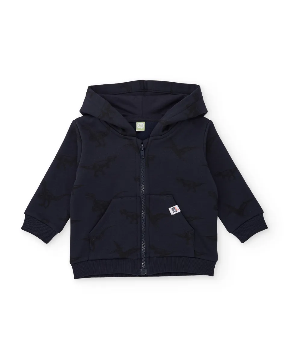 TucTuc Felpe Felpa bambino navy dinosauri cappuccio zip