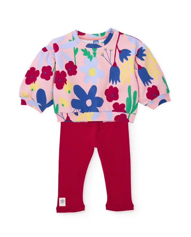 TucTuc Completi tuta bambina fiori felpa rosa leggings