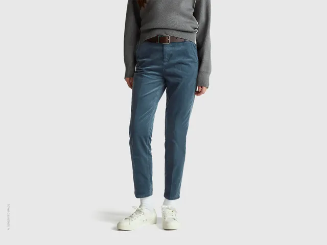 United Colors of Benetton Trousers Chino Velluto Pantaloni Taglia 44