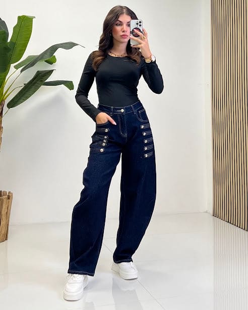 Sottosopra jefw055 jeans balloon jeans taglia S militare
