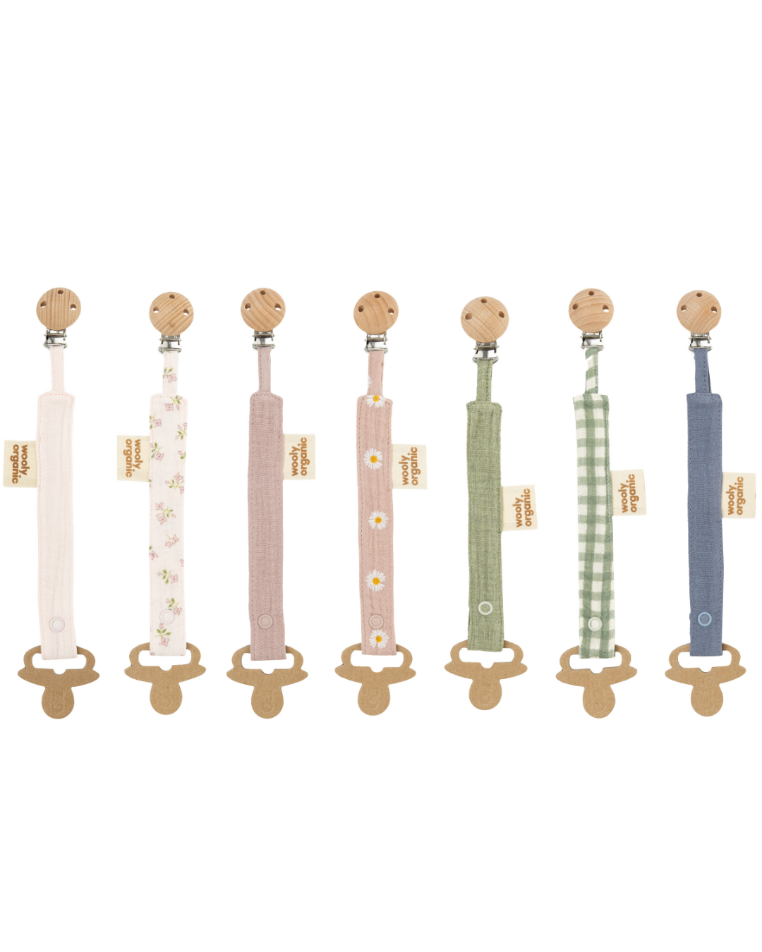 Woolly Organic Pacifier Clip portaciuccio neonato mussola bio