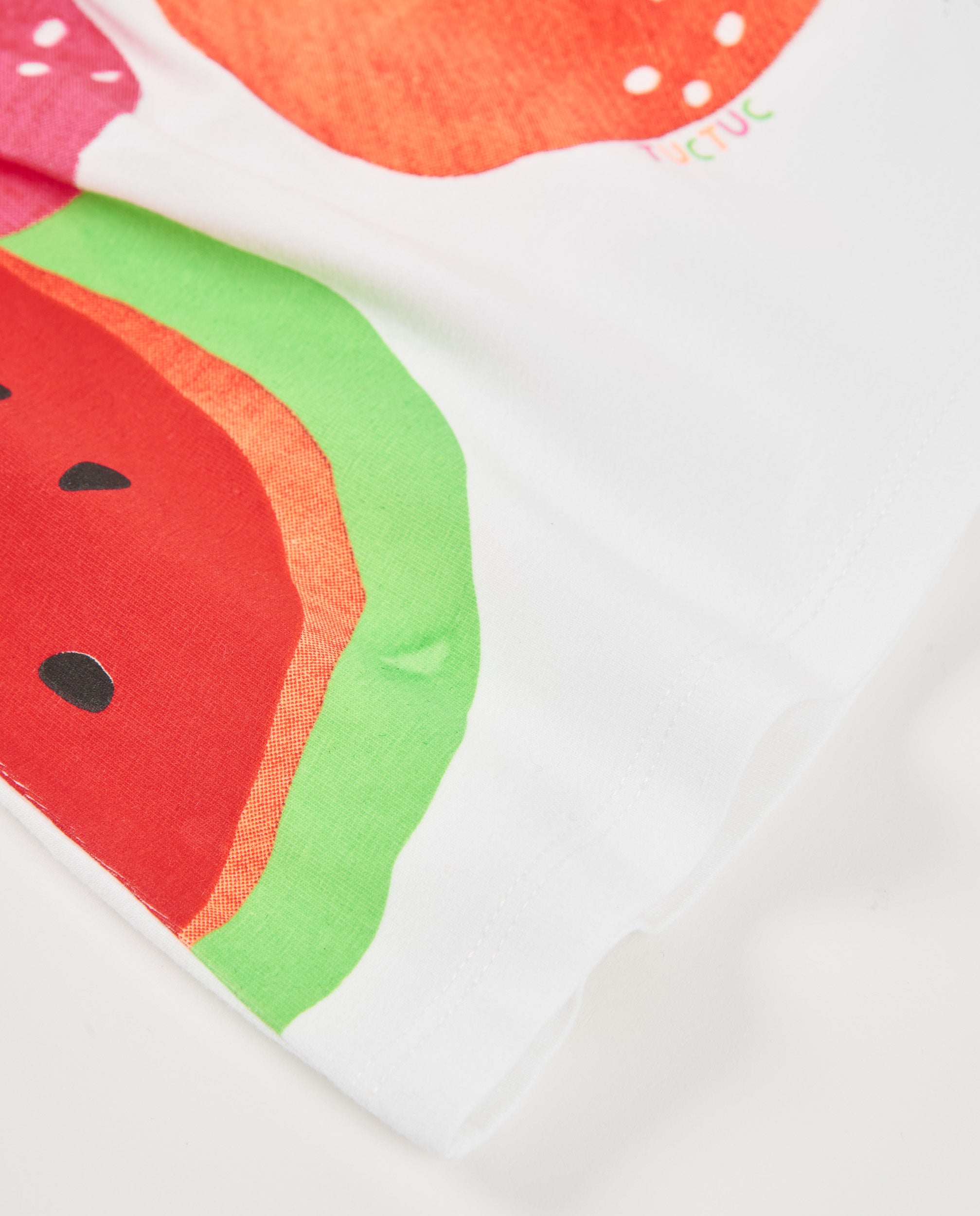 TucTuc Magliette bimba bianco frutta spalline foglie