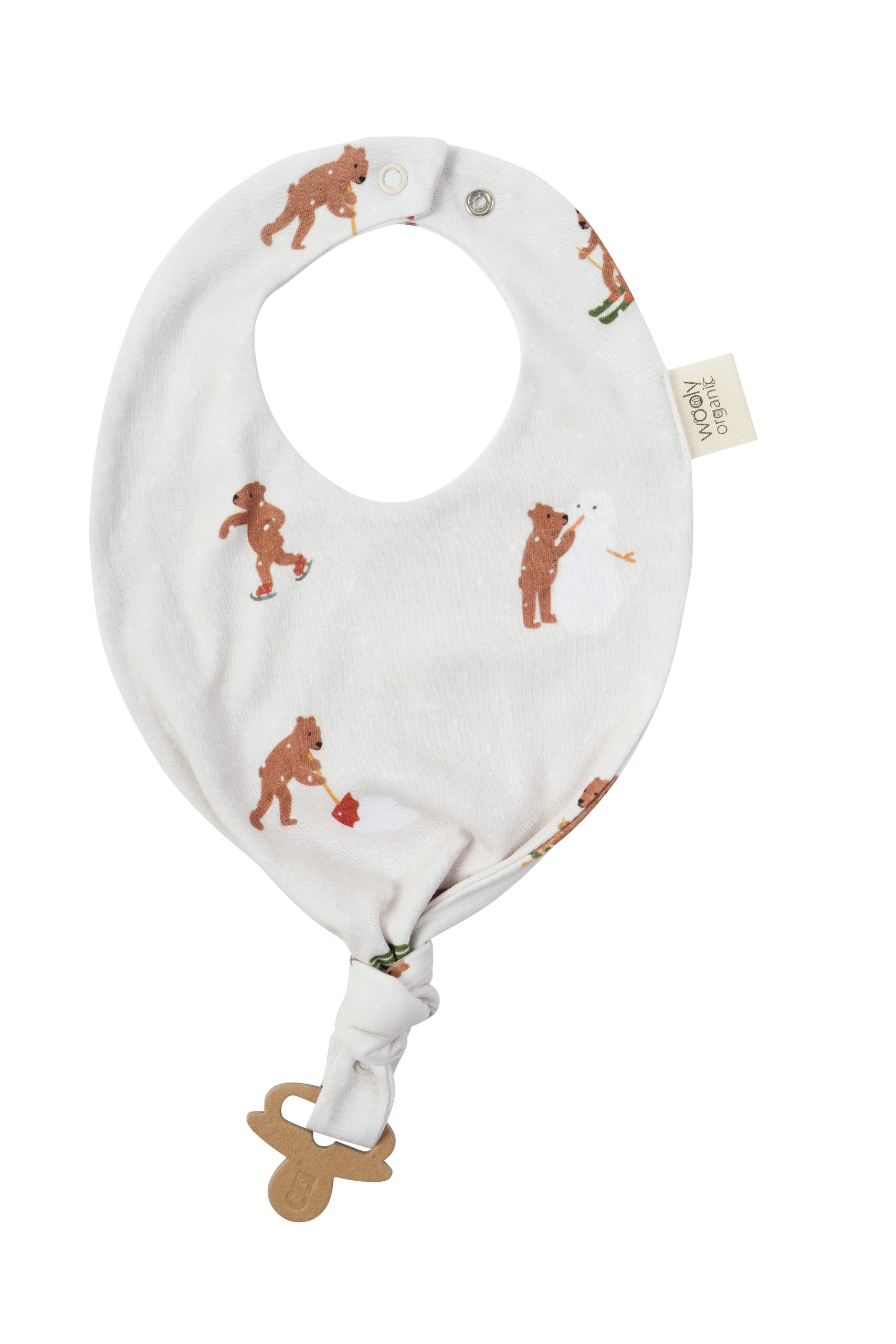 Woolly Organic Baby Bibs Bavaglino con Clip Ciuccio Cotone Organico Teddy