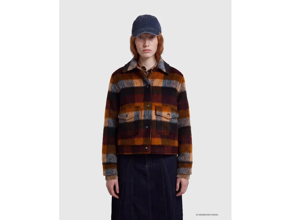 United Colors of Benetton Checked rider jacket giacca M quadri lana