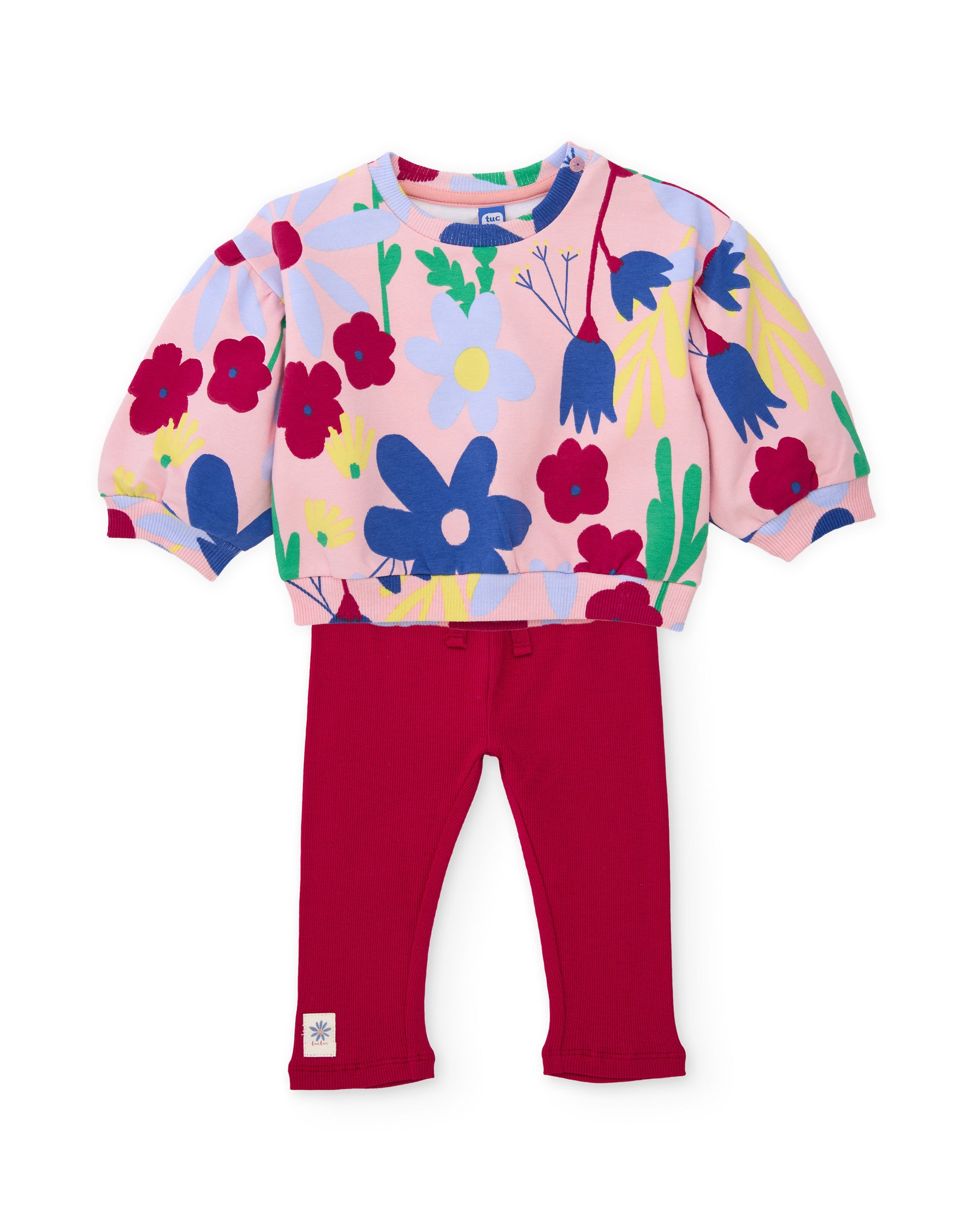 TucTuc Completi tuta bambina fiori felpa rosa leggings