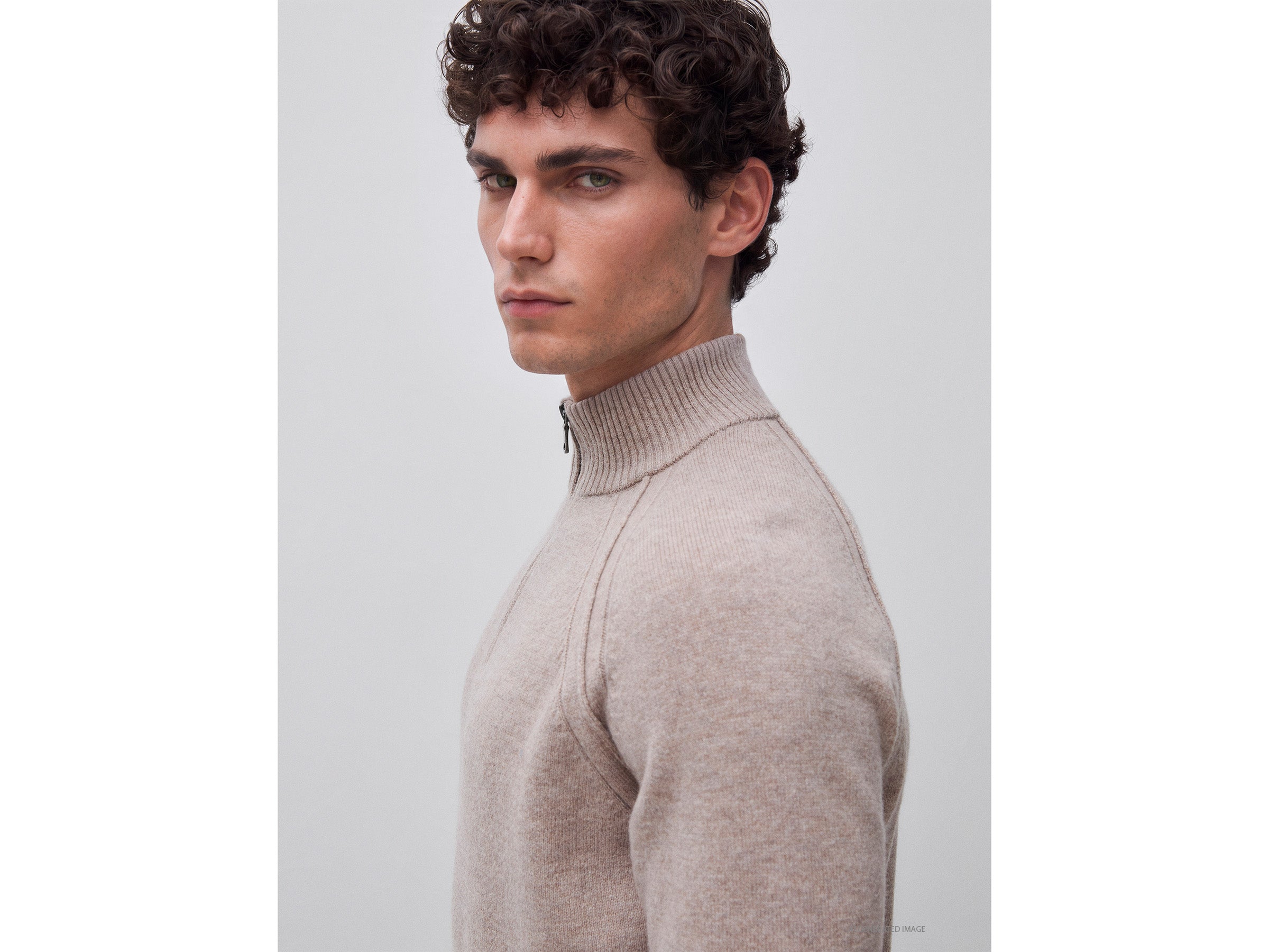 United Colors of Benetton maglione lana merino mezza zip