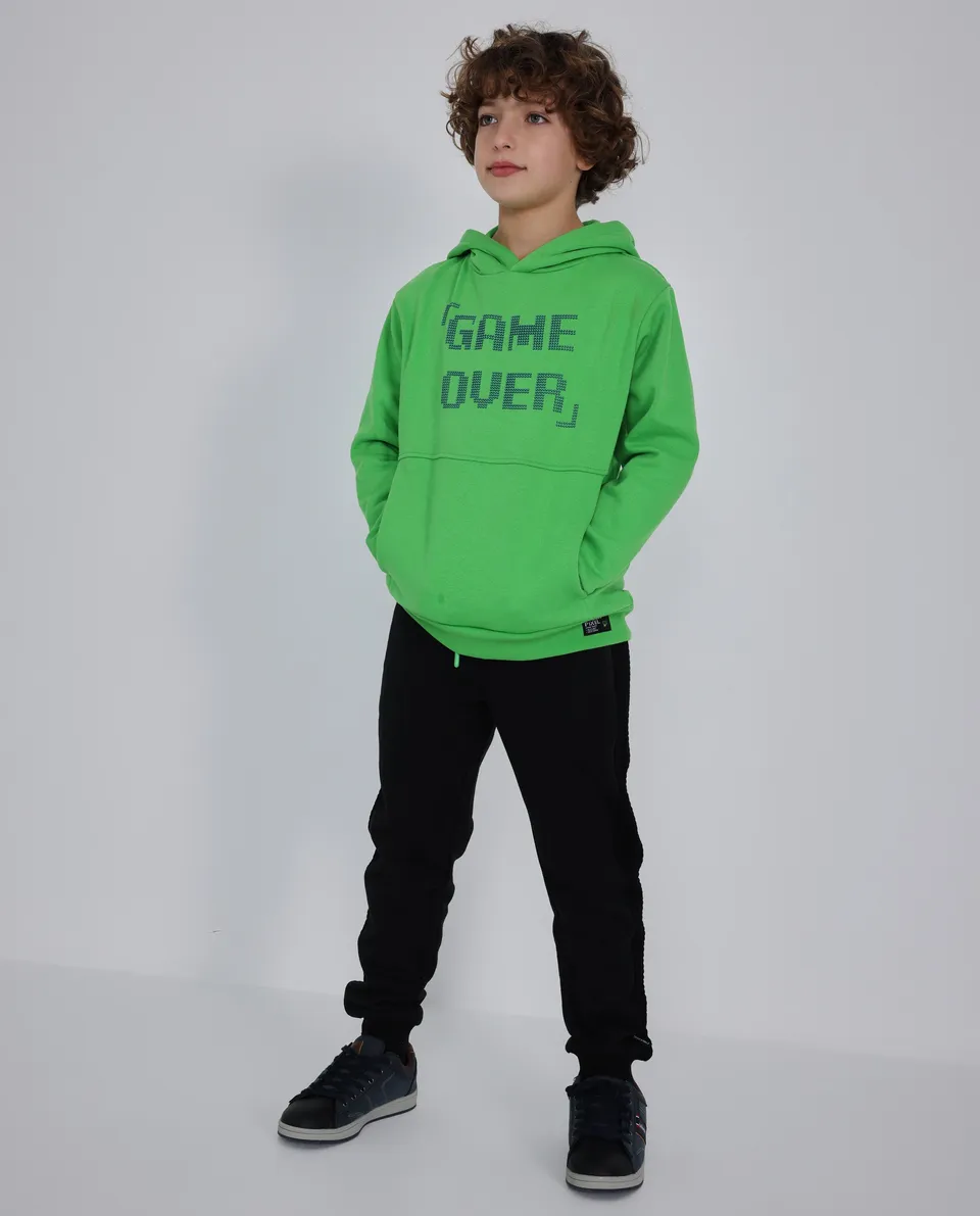 TucTuc Pantaloni bambino felpa neri ricami cerniere