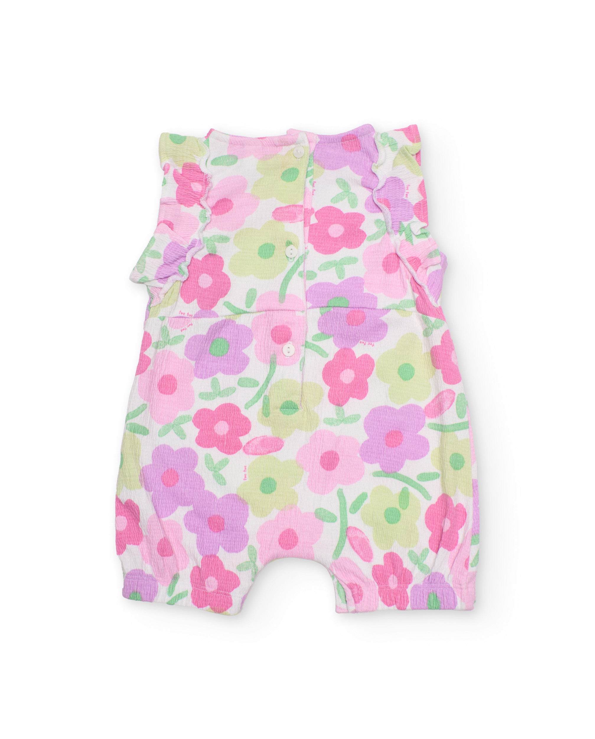 TucTuc Tutine pagliaccetto rosa floreale volant neonato