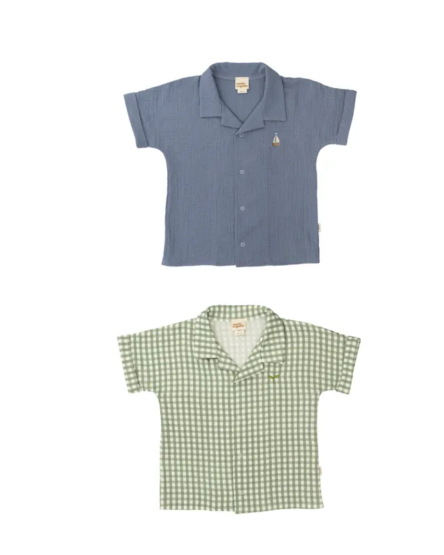 Woolly Organic Kids Shirts camicia mussola ricamata cotone bio