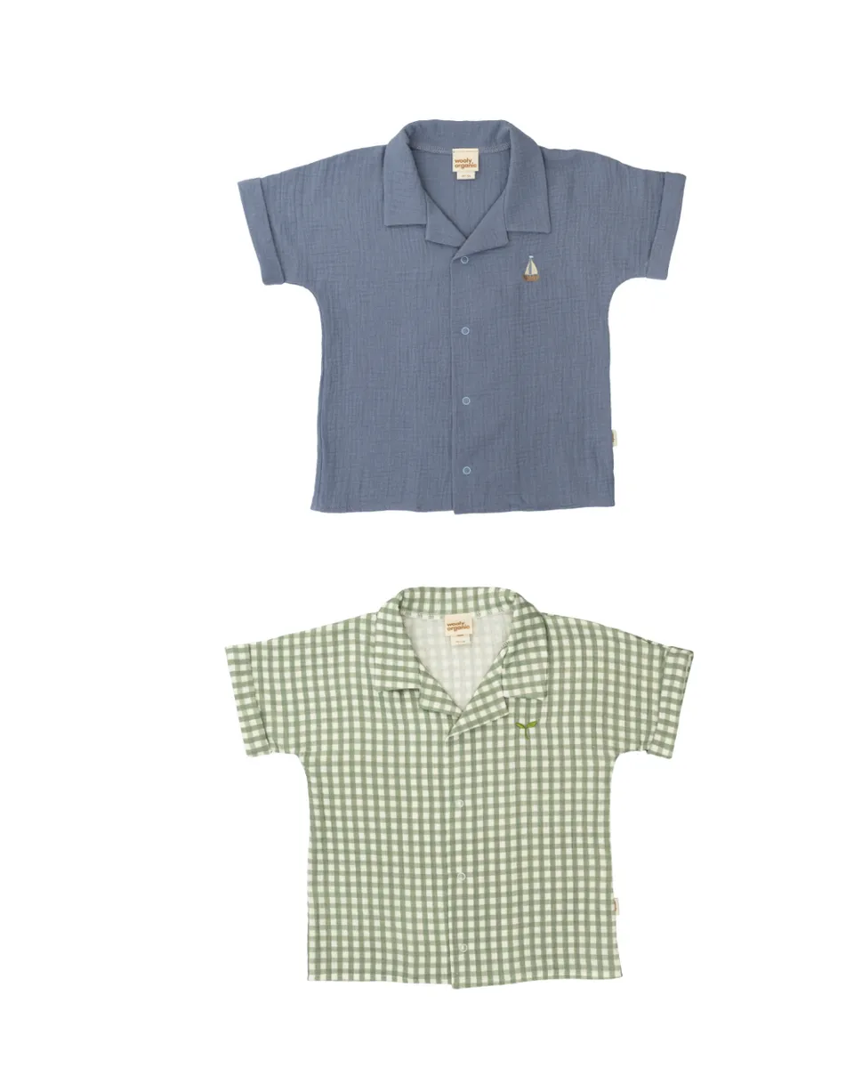 Woolly Organic Kids Shirts camicia mussola ricamata cotone bio