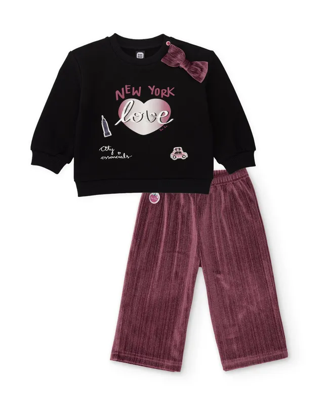 TucTuc Completi Completo Bambina Felpa Nero Love 2 Pezzi