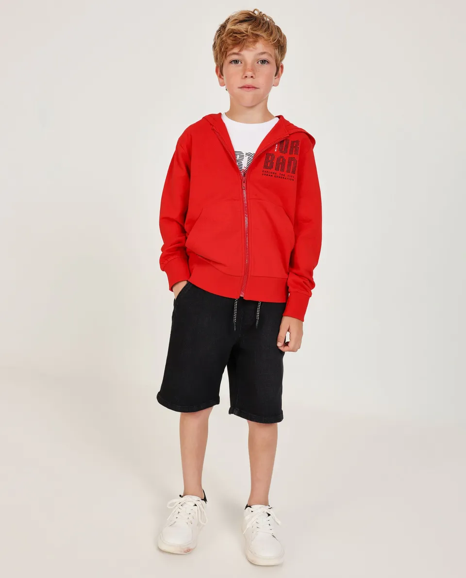 TucTuc Felpe Felpa Bambino Cappuccio Zip Rossa Cotone