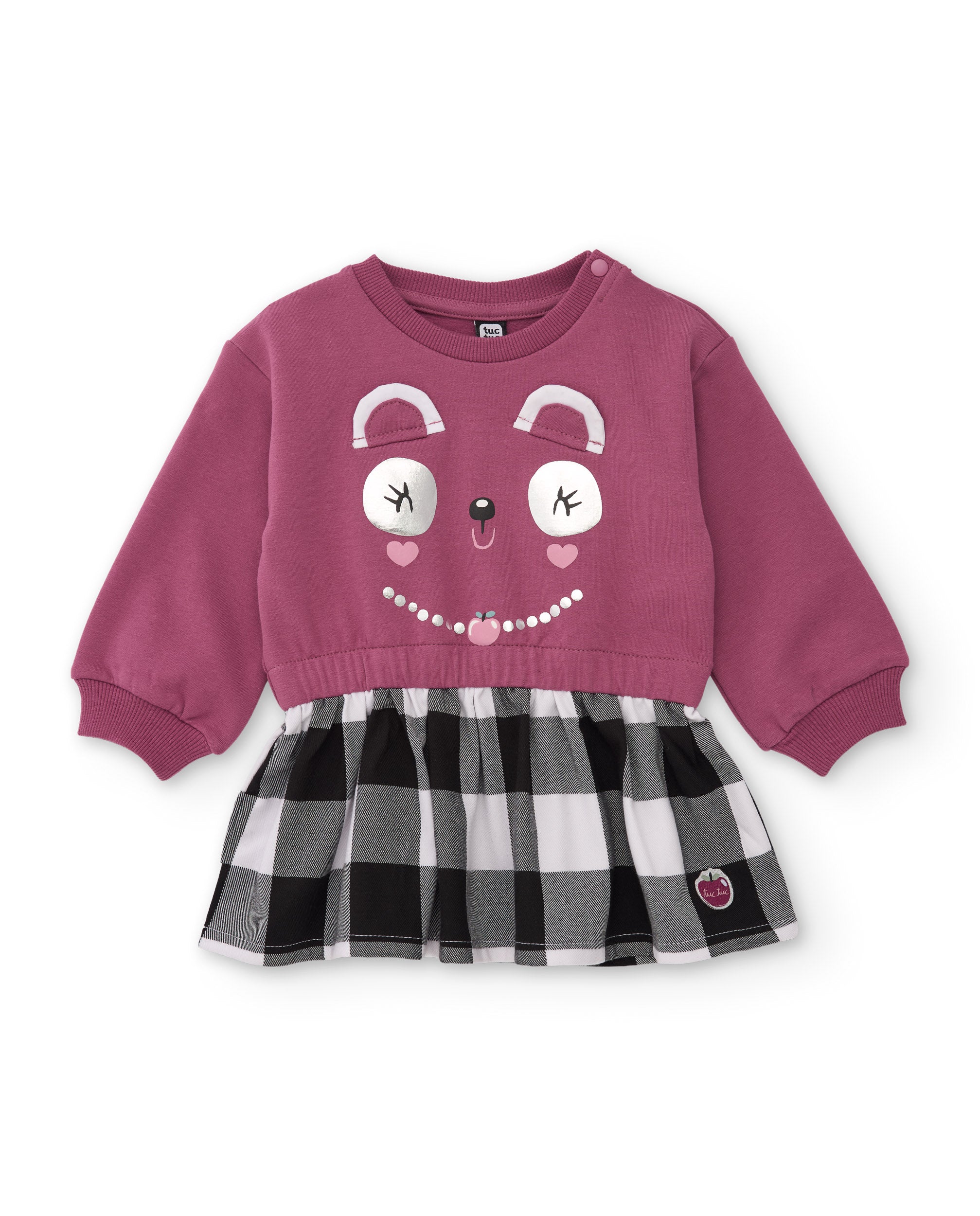 TucTuc Vestiti vestito bambina viola cotone gonna quadri