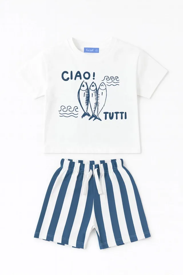 Kokarcia completo Ciao t-shirt + shorts righe cotone