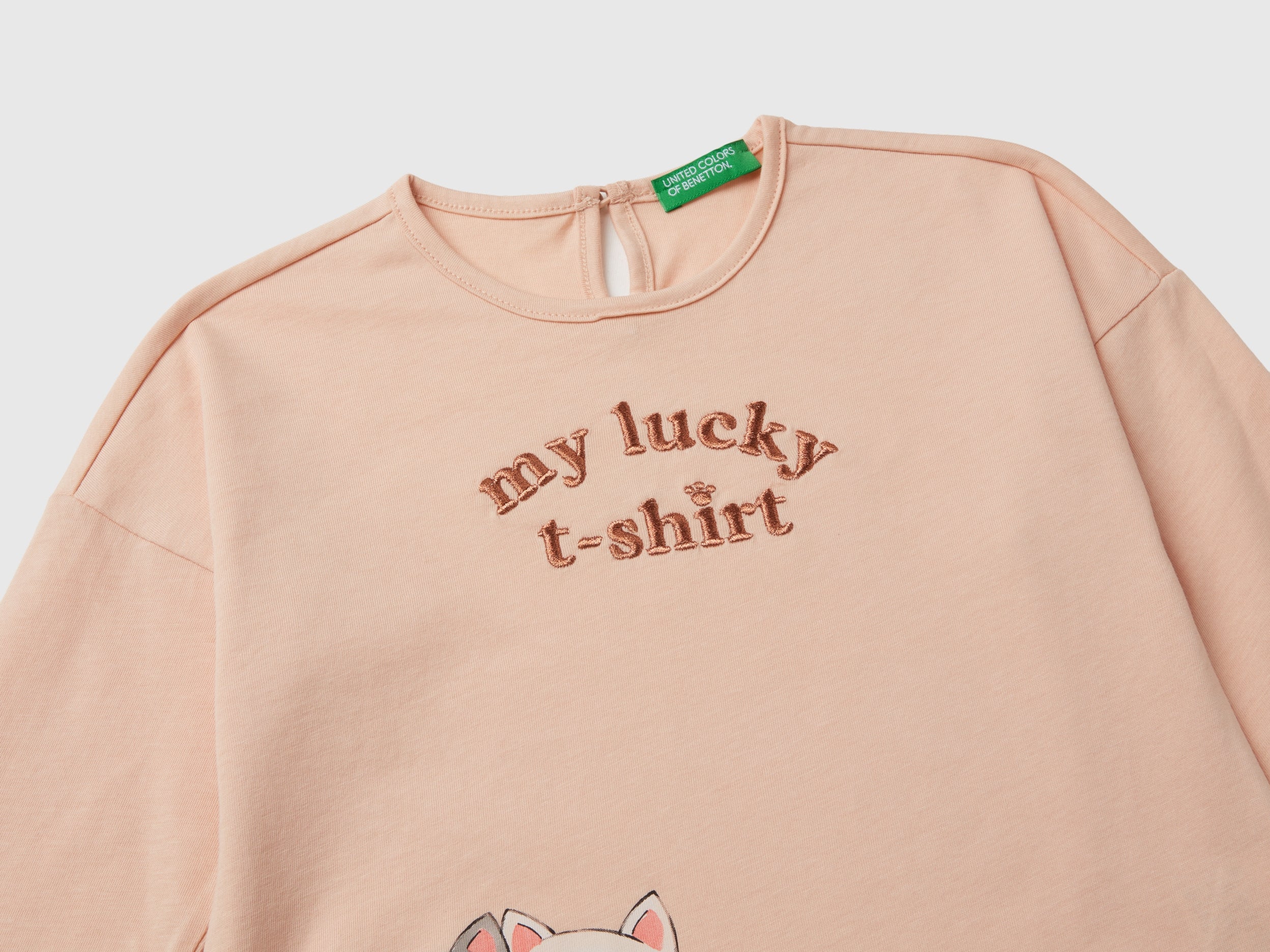 United Colors of Benetton Maglietta gattino cotone bio bambina