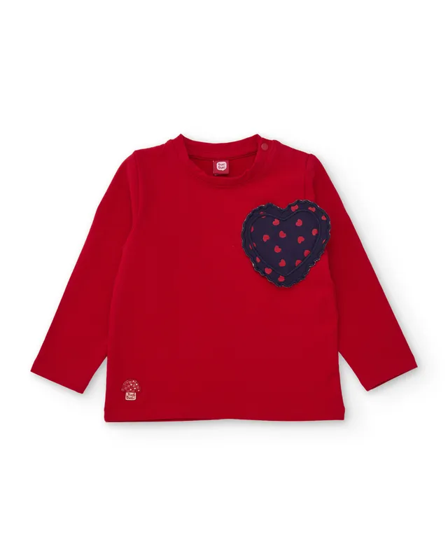 TucTuc Magliette maglia bambina rosso cuore pois