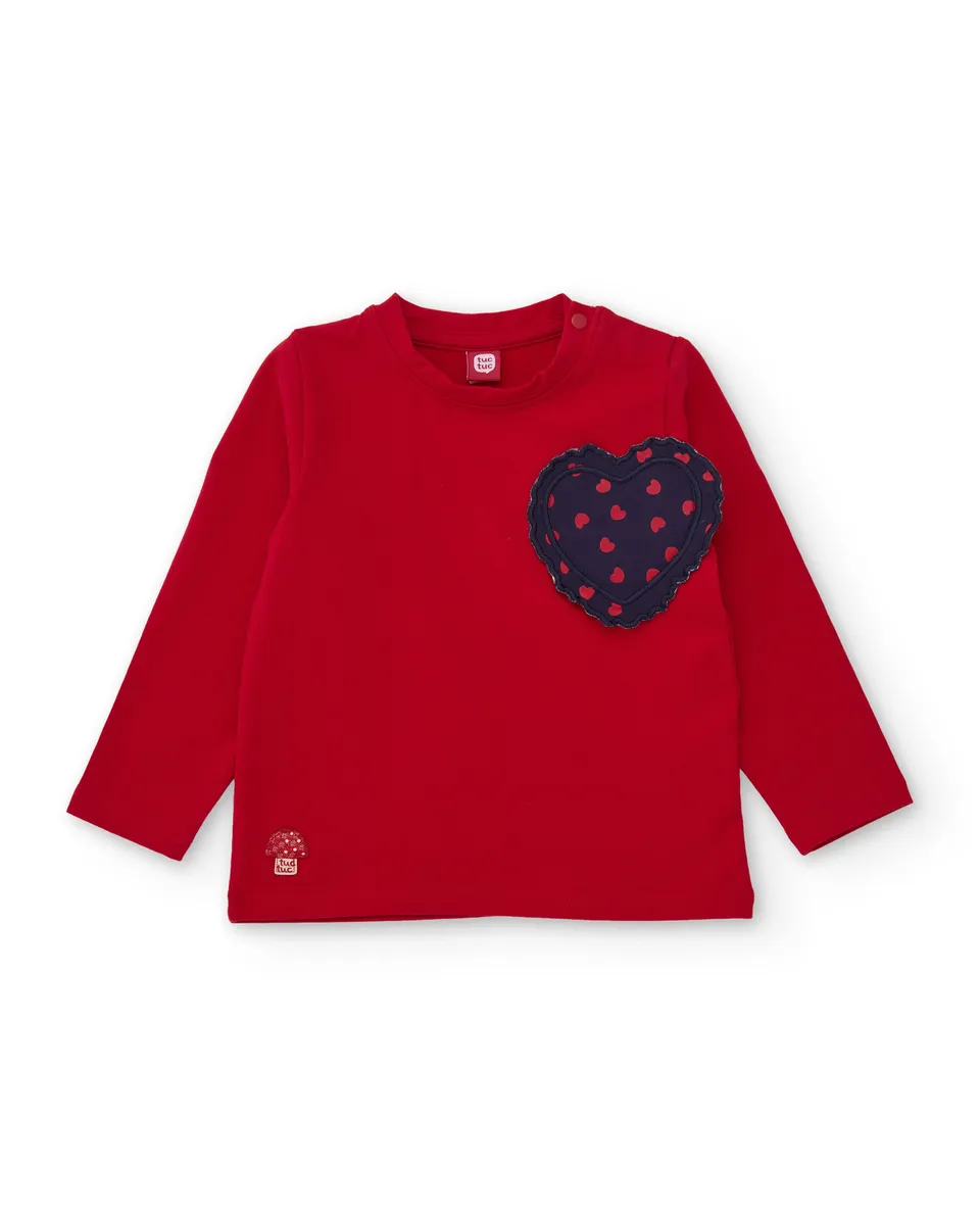 TucTuc Magliette maglia bambina rosso cuore pois