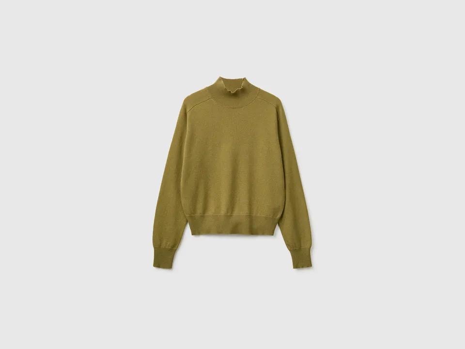 United Colors of Benetton maglione dolcevita misto cashmere manica lunga