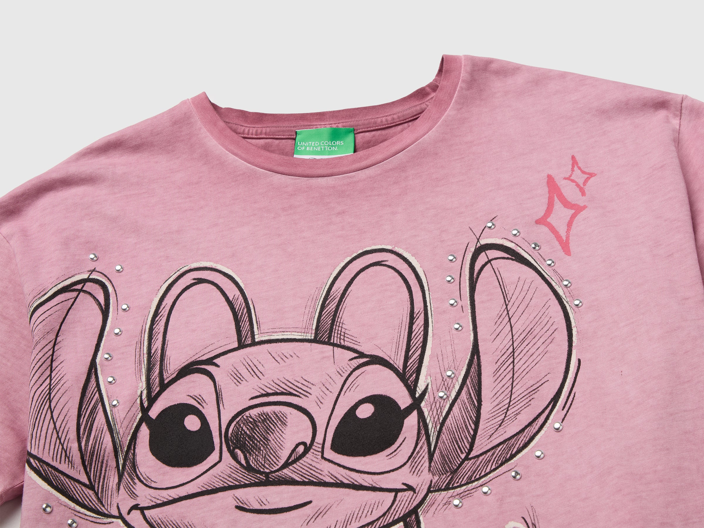 Benetton T-Shirt Cropped Lilo & Stitch Cotone M