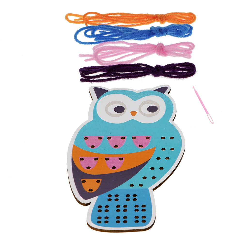 Rex London kit cucito bambini gufo legno con fili lana