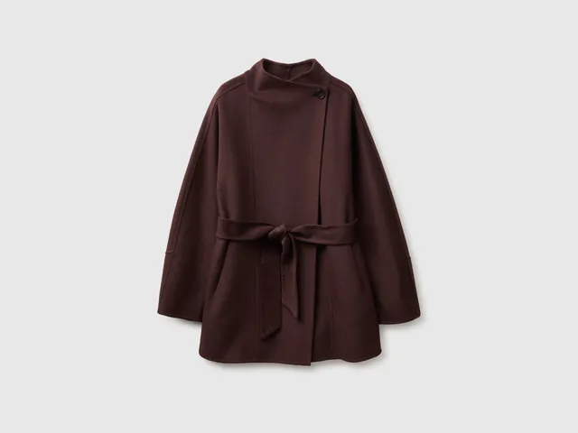 United Colors of Benetton cappotto corto con cintura taglia M lana