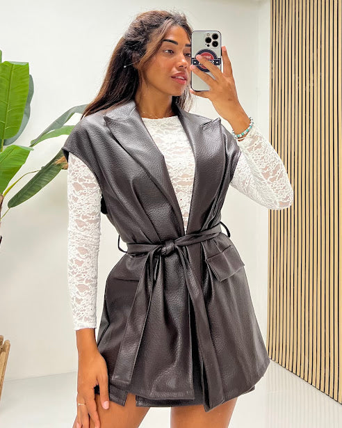 Sottosopra FI32 Gilet Ecopelle Donna Bordeaux Taglia Unica