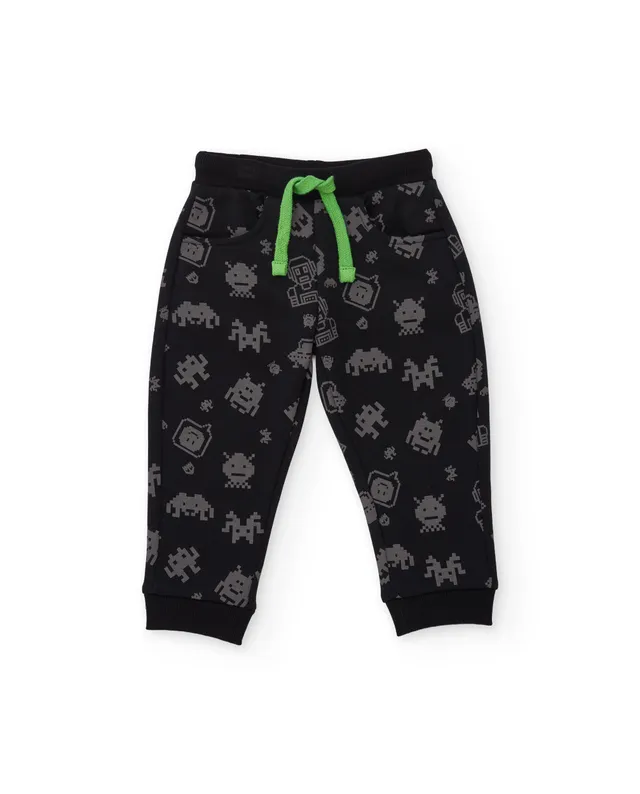 TucTuc Pantaloni felpa bimbo nero coulisse stampa