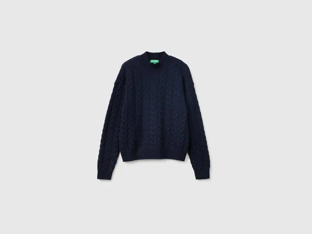 United Colors of Benetton maglione trecce dolcevita lana XS