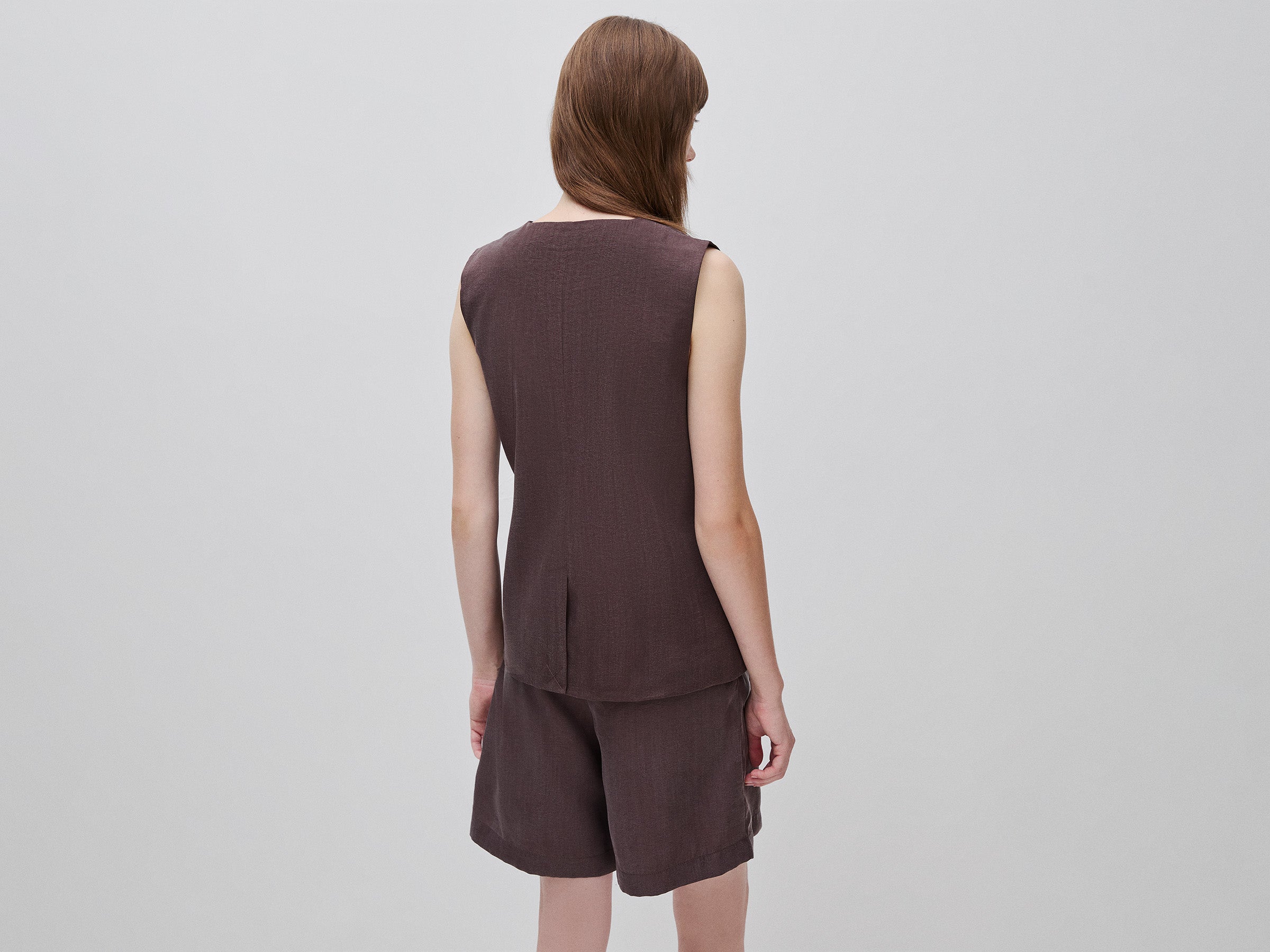 United Colors of Benetton Gilet Lyocell Scollo V Donna Leggero