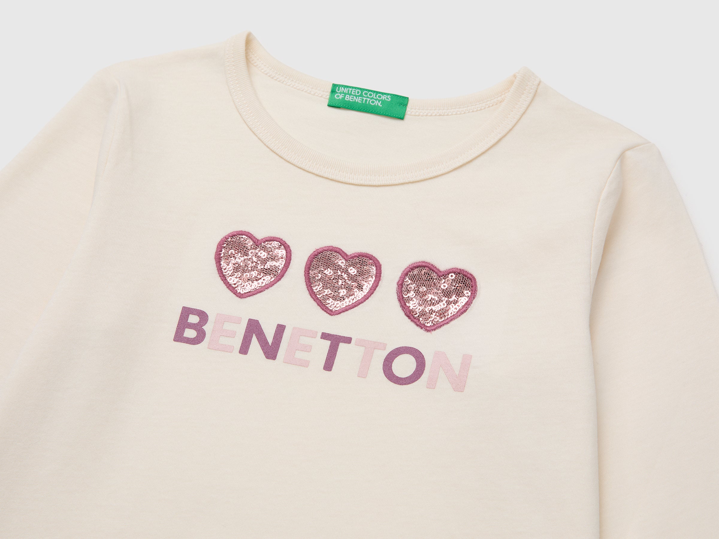 United Colors of Benetton T-Shirt Cotone Bio Stampa Paillettes 104