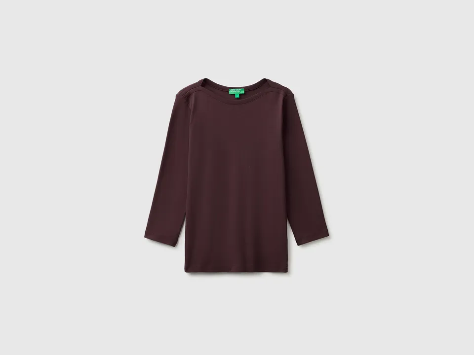 United Colors of Benetton t-shirt cotone scollo barca slim