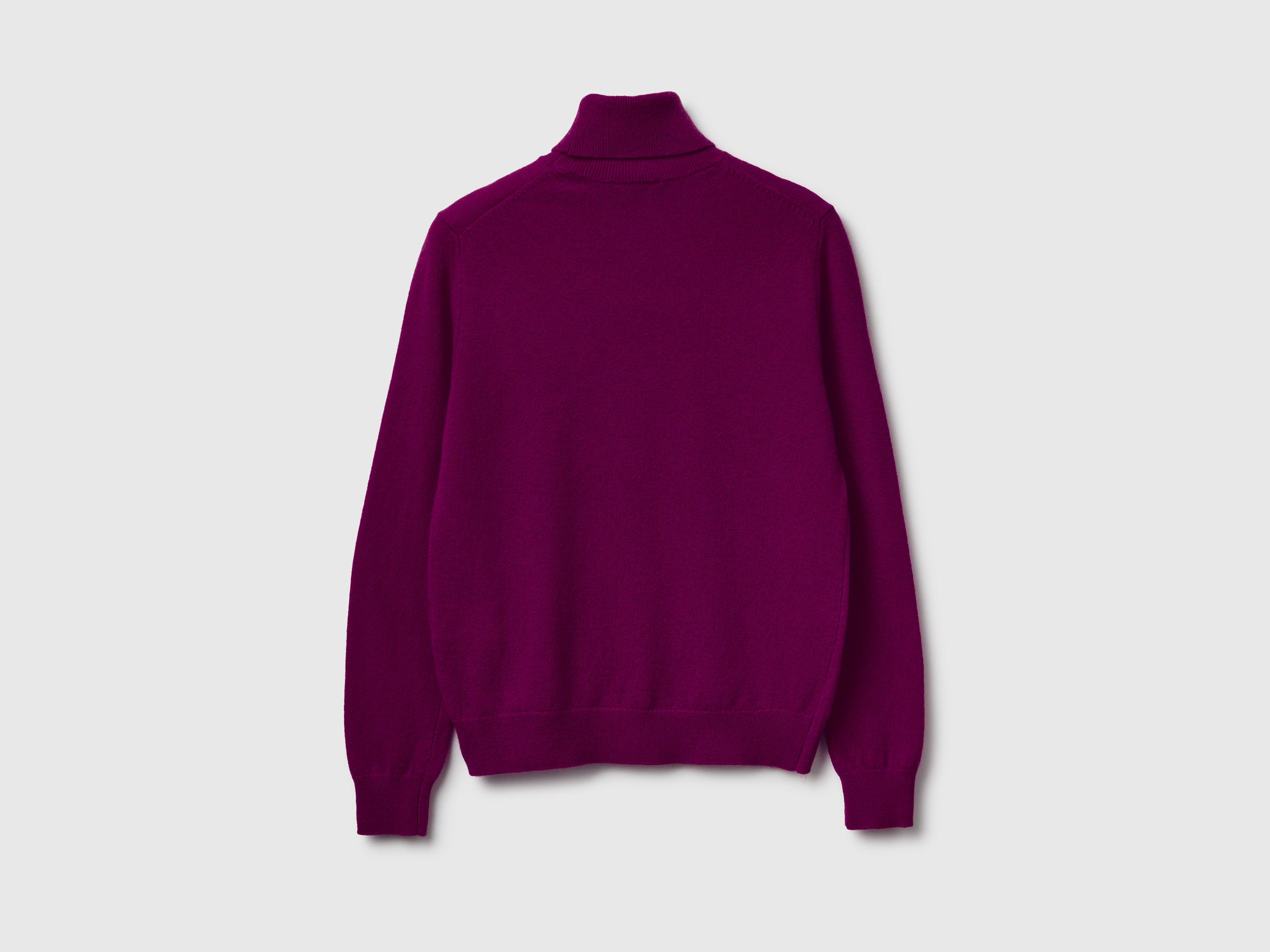 Benetton Maglione Dolcevita Lana Merino Viola