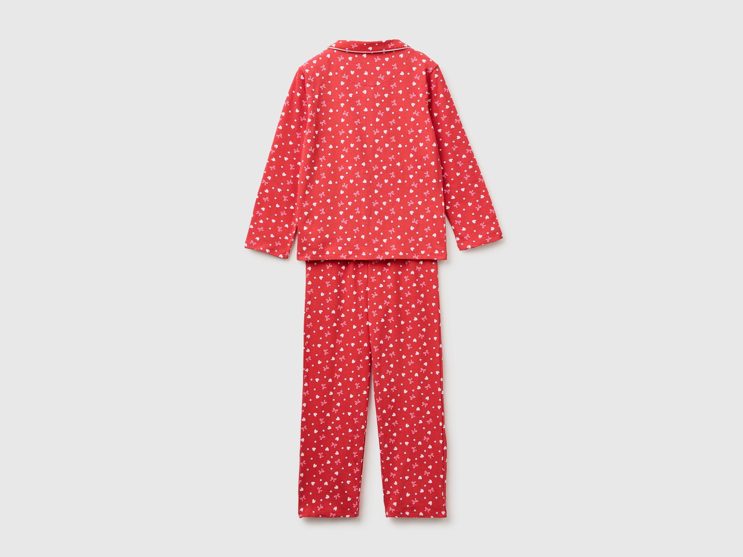 United Colors of Benetton pigiama cotone 7-8 anni rosso cuori aperto