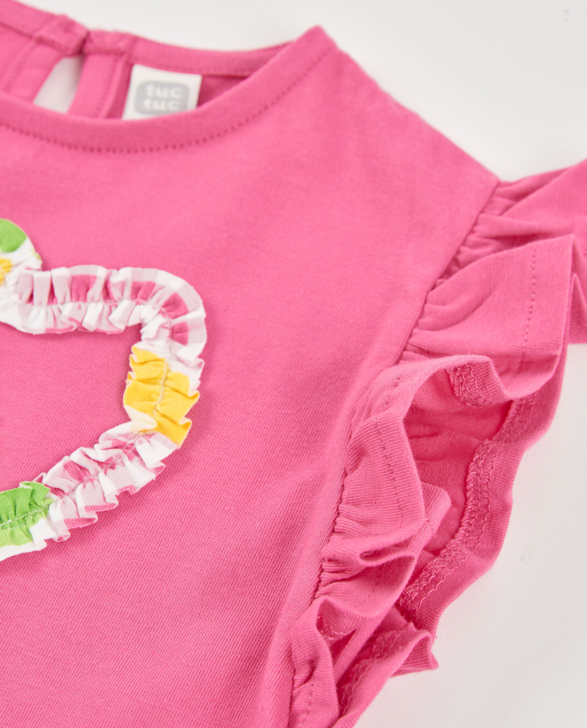 TucTuc Magliette T-Shirt Bambina Rosa Fiore Rilievo