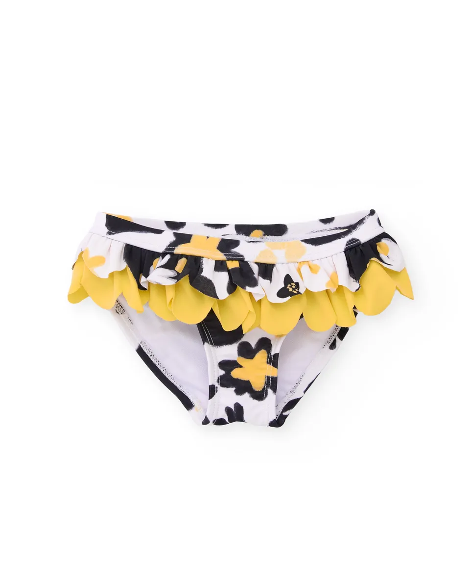TucTuc Costumi Bagno slip bambina giallo volant floreale