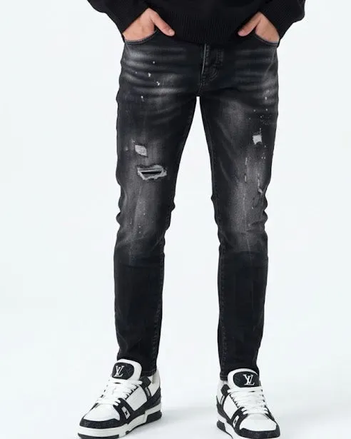 Sottosopra Jeans ANJC8551G Nero Slim Vernice 48 Uomo
