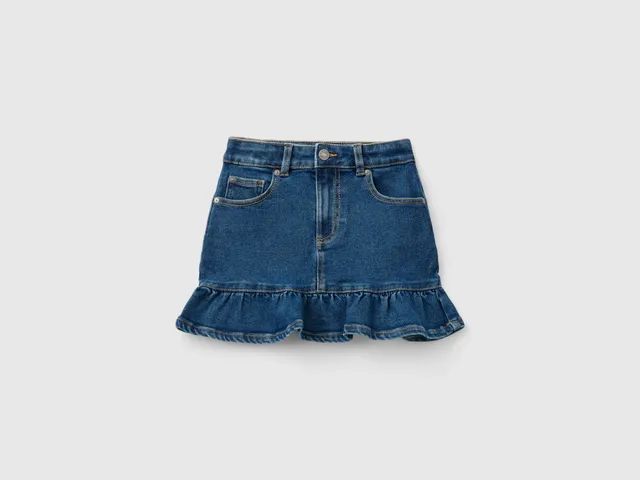 United Colors of Benetton Minigonna Denim Cotone con Volant