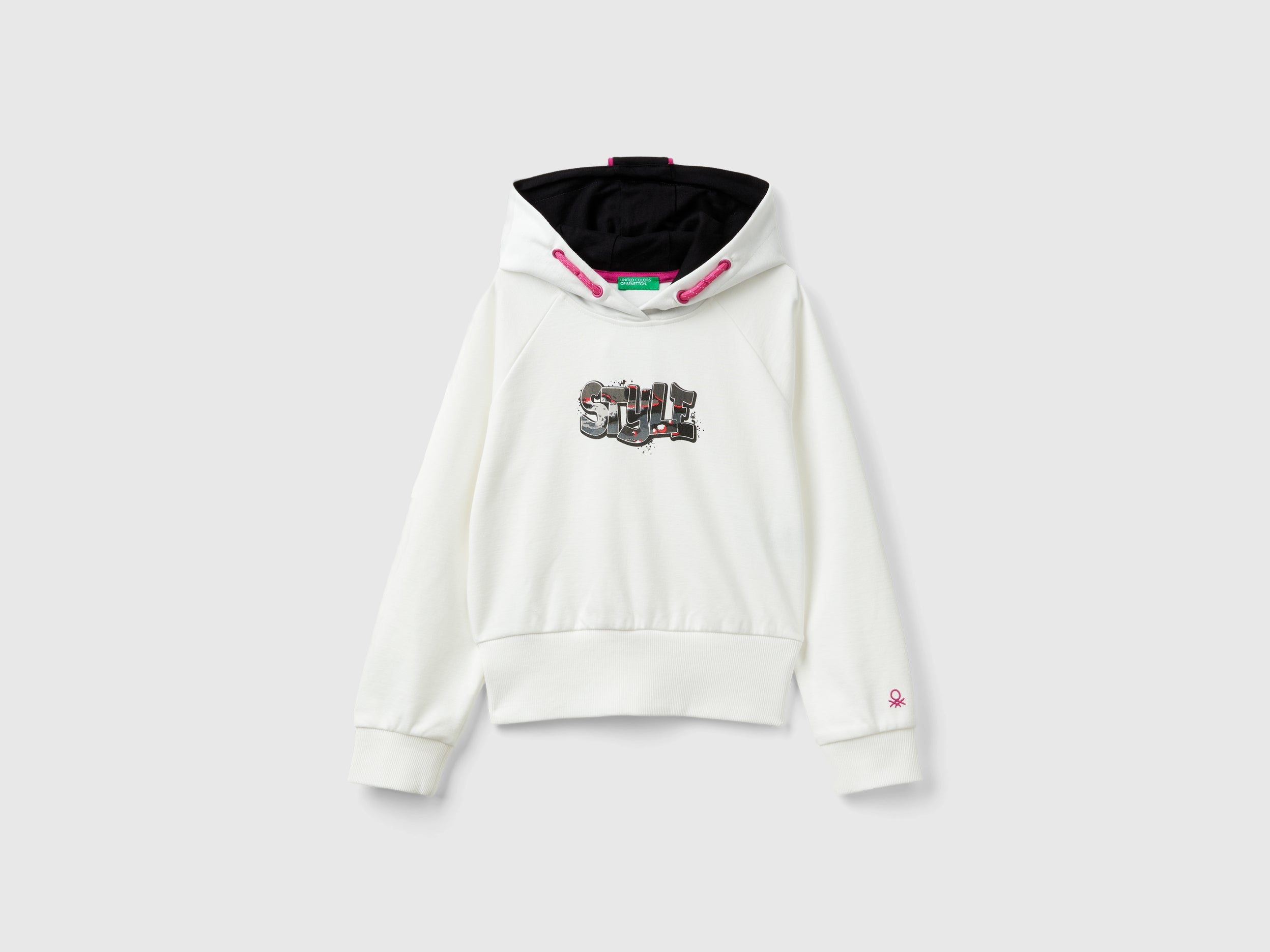 United Colors of Benetton felpa stampa cappuccio M cotone