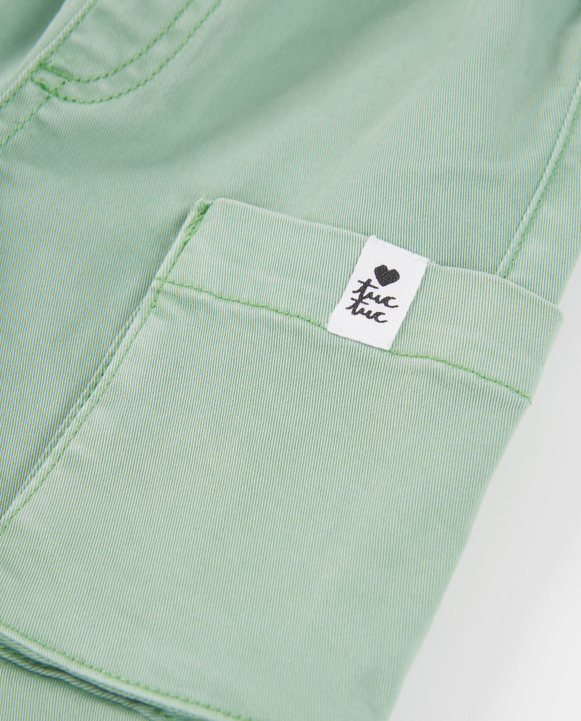 TucTuc Pantaloni cargo bimba verde tasche vita elastica