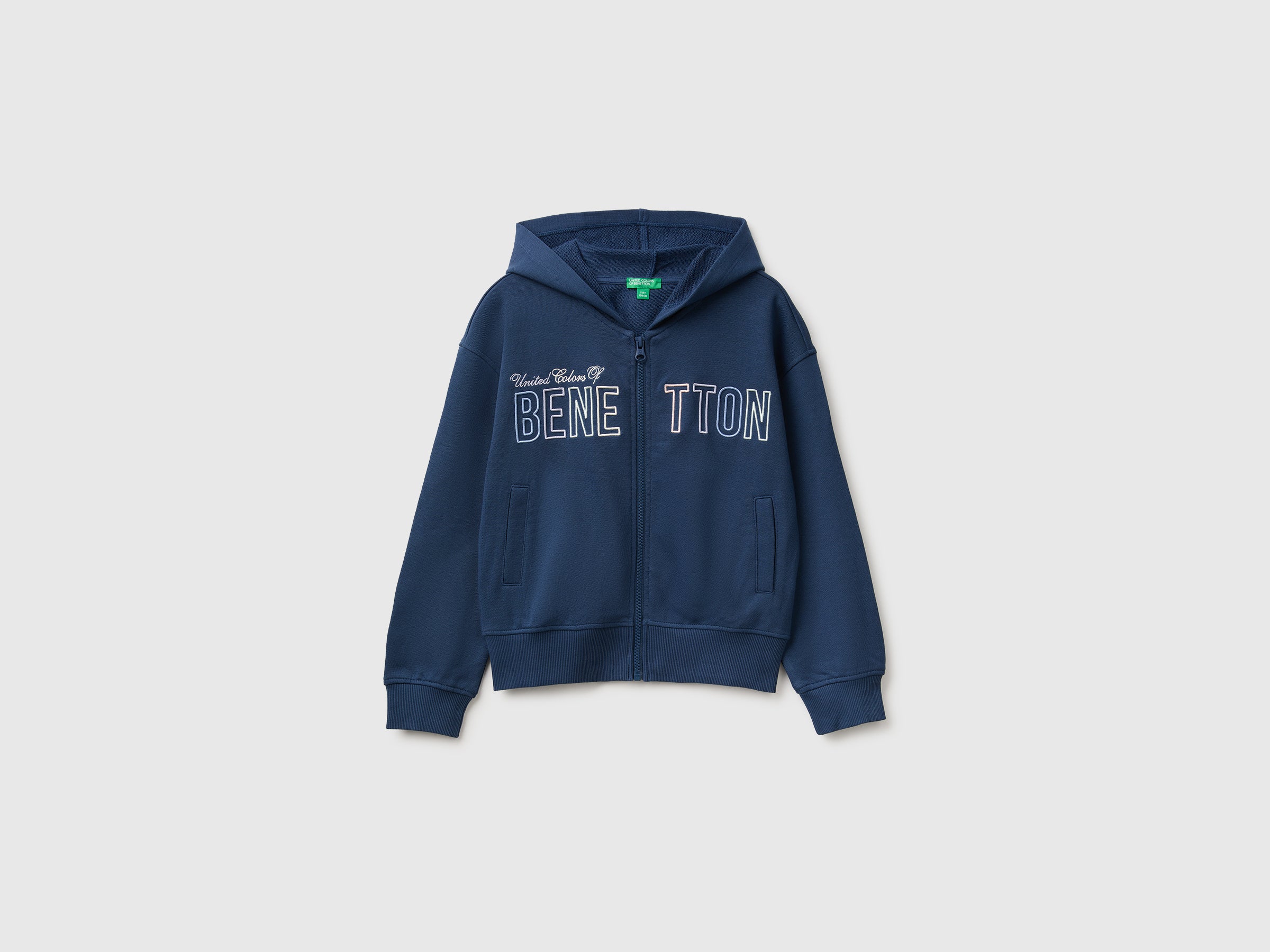 United Colors of Benetton felpa cappuccio cotone zip taglia M