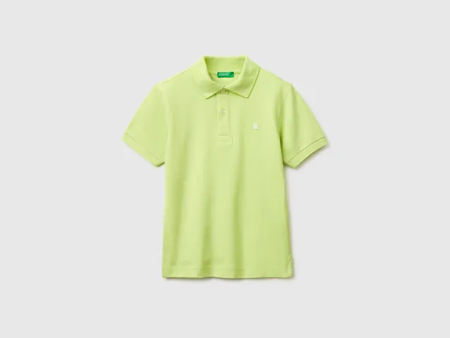 Benetton Polo Slim Cotone Biologico Manica Corta Patch