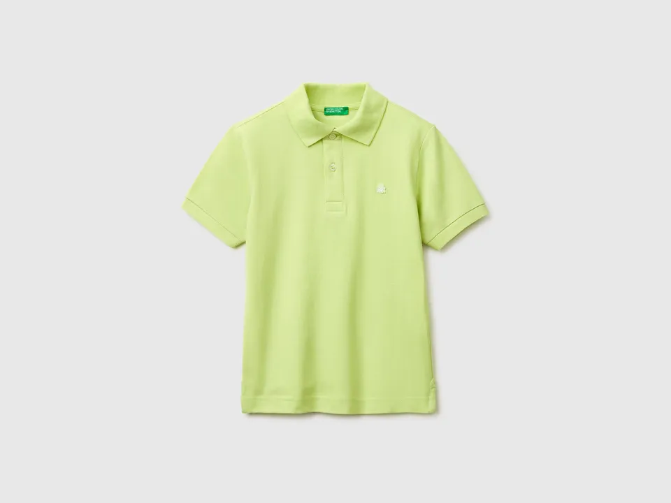 Benetton Polo Slim Cotone Biologico Manica Corta Patch
