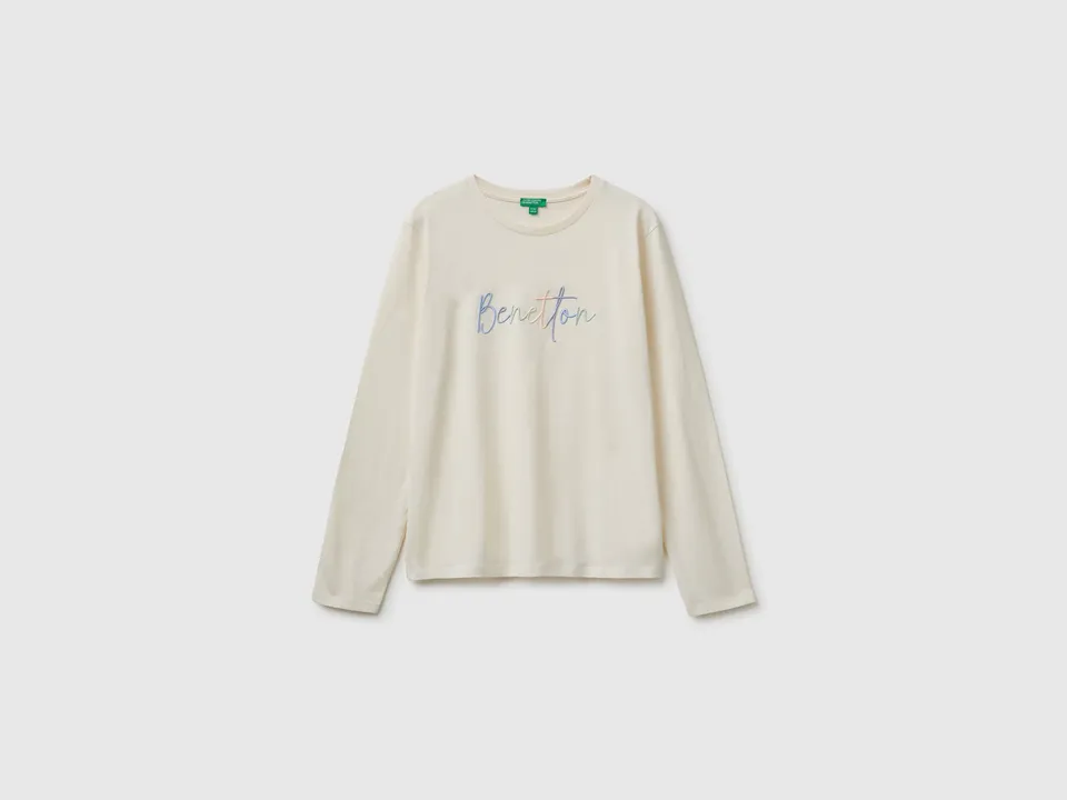 United Colors of Benetton T-Shirts maglietta ricamo cotone biologico M