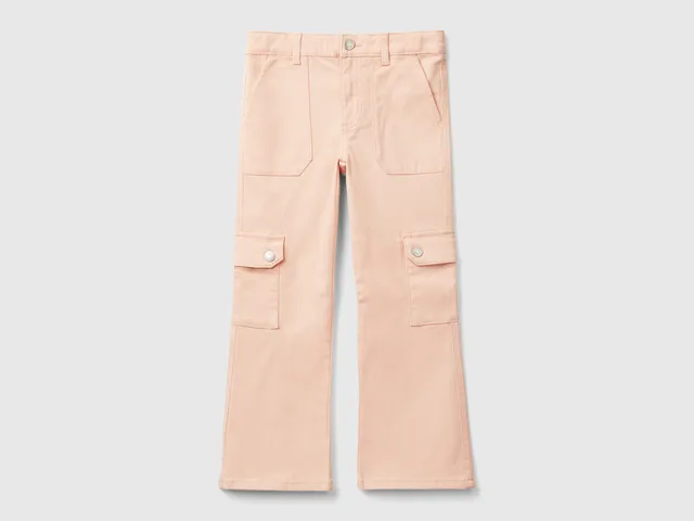 United Colors of Benetton Trousers Flared Cargo pantaloni cotone elasticizzato