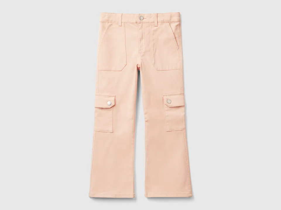 United Colors of Benetton Trousers Flared Cargo pantaloni cotone elasticizzato